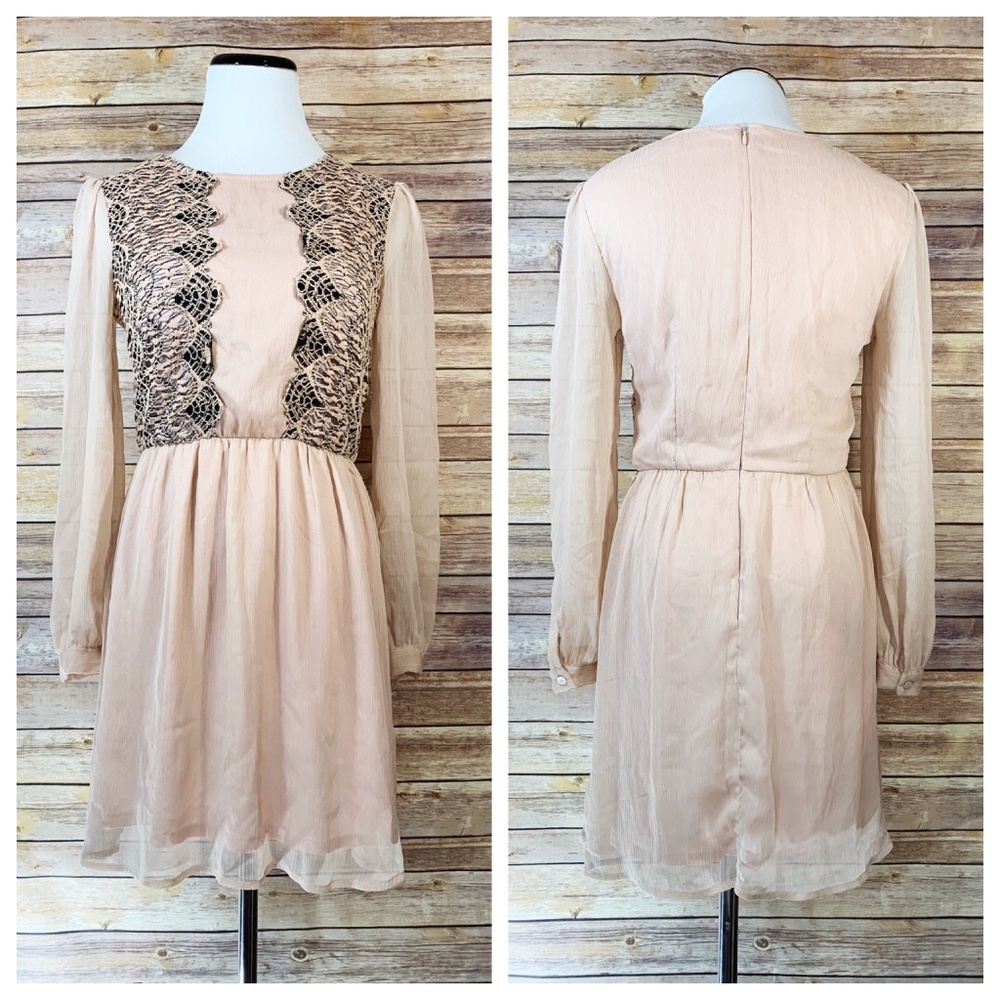 Urban Outfitters Pins & Needles Tan Chiffon Dress